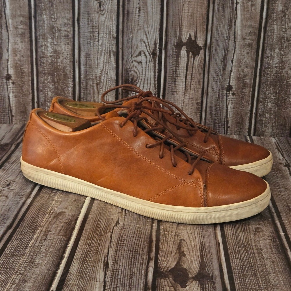 Sz 10.5 M Mens Cole Haan Grand Trafton Cognac Brown Leather Sneakers VGUC